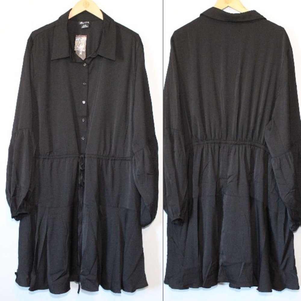 NWT *READ NOTE* City Chic Flounce Shirt Dress Black Plus Size 22 XL H14235 - Picture 12 of 12